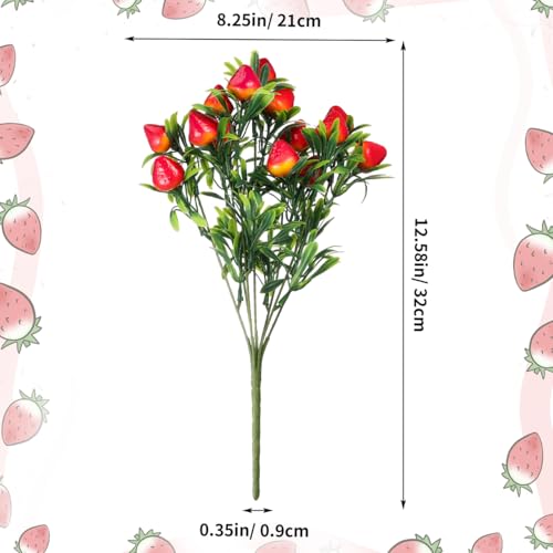 Image of balacoo Artificial Strawberry Bouquets 6 Pack Realistic Faux Strawberry Plants for Home Decor Wedding Party Centerpieces Lifelike Floral Picks 12.59X8.26X0.35 Inches