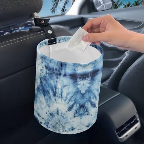 Image of Abstract Tie Dye Car Trash Can - Cute，Portable,Collapsible Back Seat, Front Console, Floor, or Hanging Headrest Waste Basket Car Garbage Bag