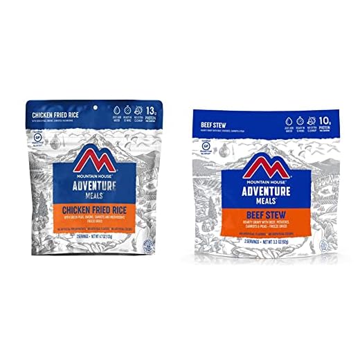 Mountain House Chicken Fried Rice (2 Servings) | Freeze Dried Backpacking & Camping Food | Gluten-Free and Mountain House Beef Stew (2 Servings) | Freeze Dried Backpacking & Camping Food | Gluten-Free