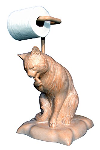 Promo 40% OFF Hickory Manor House Cat Licking Paw Toilet Paper Holder, Stripped Pine