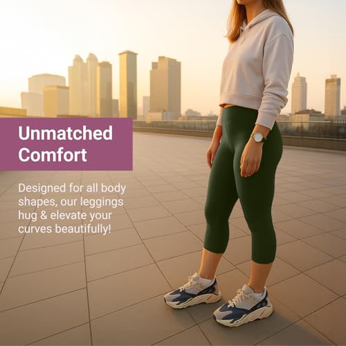 image for SATINA High Waisted Capri Leggings for Women - Capri Leggings for Wome