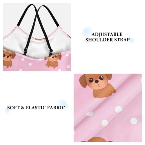 Polka Dot Dog Girls One Piece Swimsuits Quick Dry Beach Swimwear Bathing Suit4