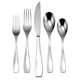 Oneida Calm 45 Piece Everyday Flatware 18/0 Stainless Steel, Service for 8, Silverware Set