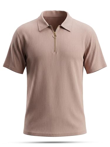 Image of fanideaz Mens Jacquard Tshirt Regular Fit Premium Collar t Shirts for Mens with Classic Style Polo Tshirts Shirts for Men Casual wear and Modern Zipper t Shirts for Men