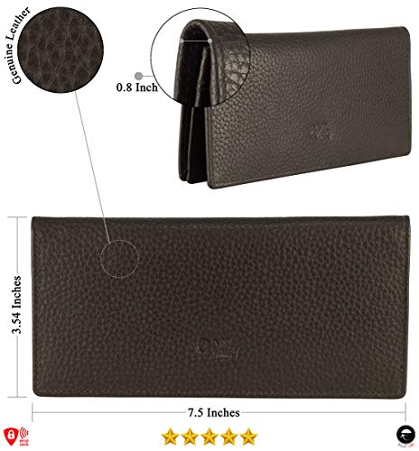 Image of RFID Blocking Mens Genuine leather Bifold Long Wallet