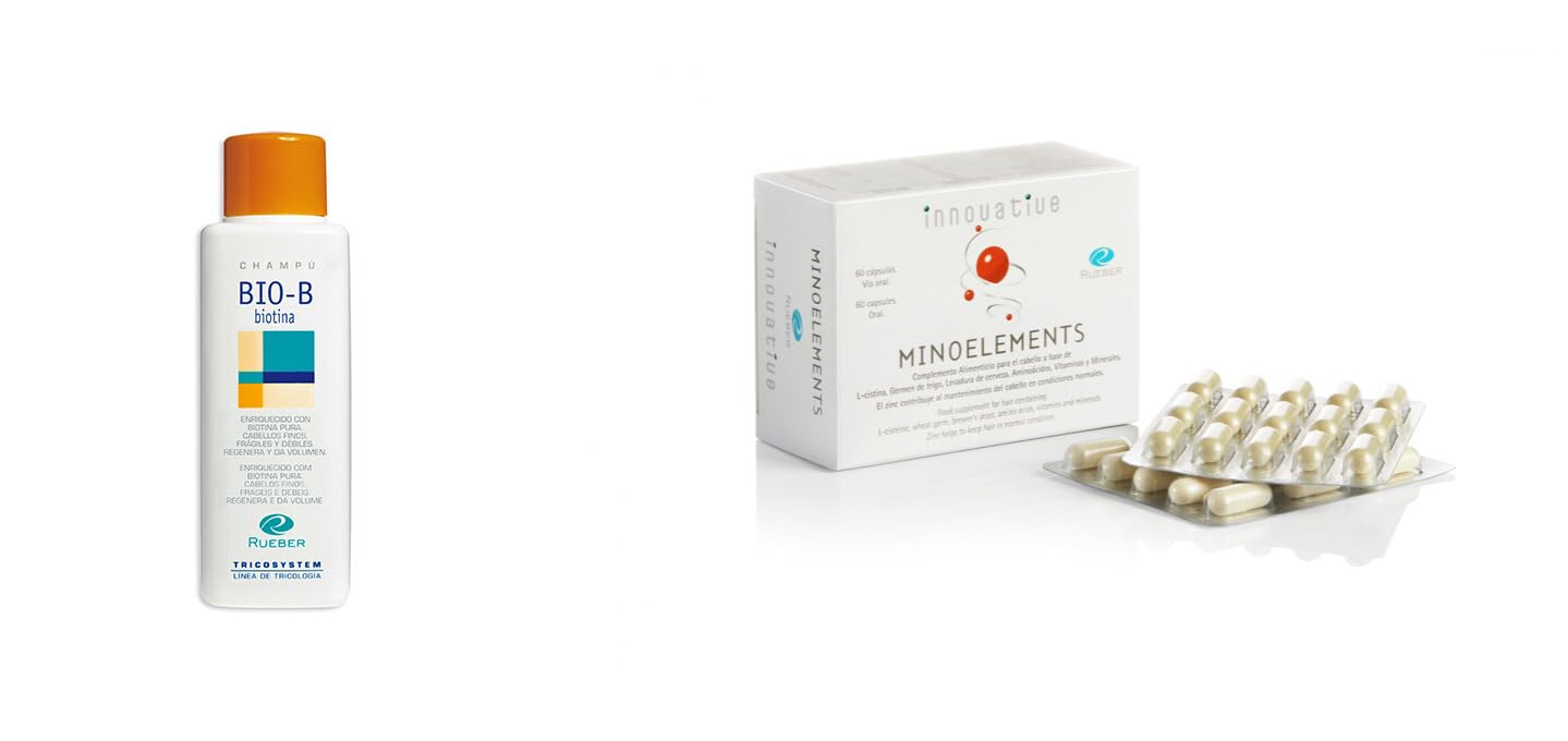 Pack Caida estacional Champu bio b 400 ml y Capsulas minoelements Rueber