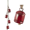 Deco 79 metal decorative cow bells tibetan inspired with 4 bells on jute hanging rope 4 x 3 x 29 red  urban country home decor
