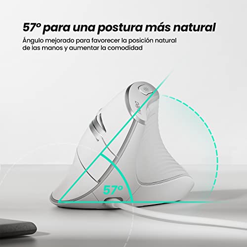 Ratón vertical Nulea con cable, sensor óptico ergonómico USB, 4 DPI, 11 Modos RGB, Color Blanco 3