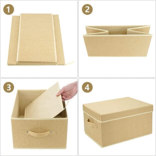Seifco Storage Bins With Lids - Decorative Box Storage Bins (13.5In/13In/7.3In, Beige - 2 Pack) #TOP4