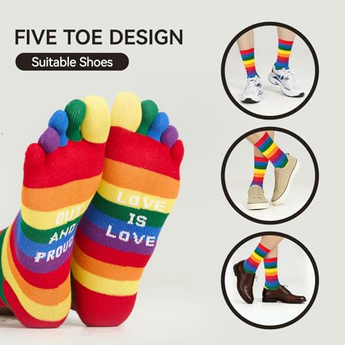 Image of Womens Crew Toe Sock, Colorful Cotton Toe Socks for women Arch Support, Casual Calf Running Five-Toe Design(3&6pairs)