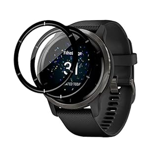Niboow Schutzfolie für Garmin Venu 2 [2 Stück], 3D Kohlefaserkante Displayschutzfolie, Vollabdeckung Premium Flexibles Panzer Schutz Glas, Anti Kratzer Blasenfrei Schutzfolie für Garmin Venu 2