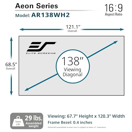 Image of Elite Screens Aeon 138 inch Fixed Frame Projector Screen 16:9 - Edge-Free Design, Wall Mounted, 8K /4K UHD, Compatible with Standard, Short & UST Projectors for Home Theater, AR138WH2