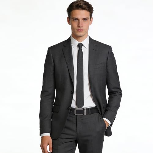 Image of Aurolran Men&Womens Leather Dress Belt Business Automatic Buckle Belt Color-Black Silver Gold
