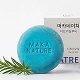 Maka Nature Tea Tree Shampoo Bar for Itchy Scalp & Dandruff, Clarifying Solid Shampoo Bar for Buildup Removal, Vegan Korean Shampoo Bar, pH Balanced Hair Care, Eco Friendly Plastic Free, 3.35 oz