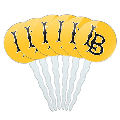 California State University Long Beach Primary Logo Cupcake Picks Toppers Decoration Set of 6