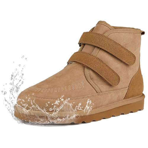 CENNID Botas Nieve con Mujer Botines de Invierno Impermeable Cremallera con Plantillas Ortopédicas Suela Ligera y Antideslizante Fuzzy Classic, Chestnut 39 EU