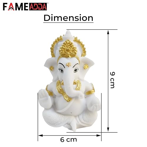 Image of 3.5 Inch Ganesha Idol Car Dashboard Idol Ganesha Murti Ganpati Idol for Home Decor Lord Ganesh Statue Gift for Office Desk Puja Room Figurine Decoration (White)