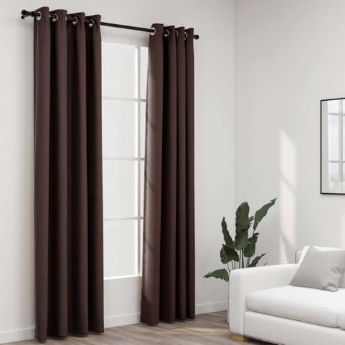 QUAHEAS Tende oscuranti con occhielli, effetto lino, colore tortora, 140 x 245 cm, 2 pezzi, per soggiorno, camera da letto, protezione solare, termiche, protezione dal freddo
