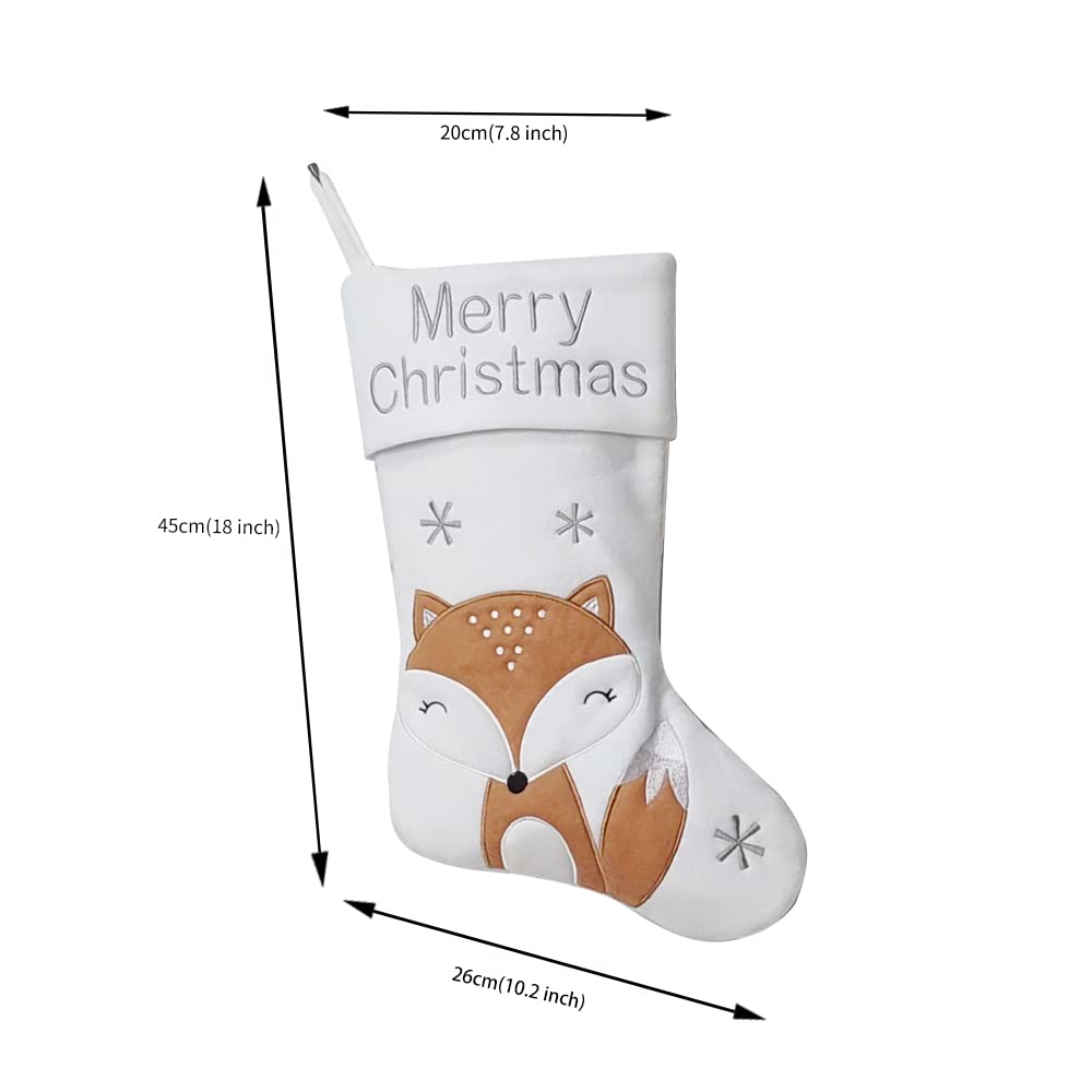NEWYIFENG Newborn Baby's First Christmas Stocking with Cute Lovely Fox Xmas Stocking Gift Bag for Holiday Decoration for Party