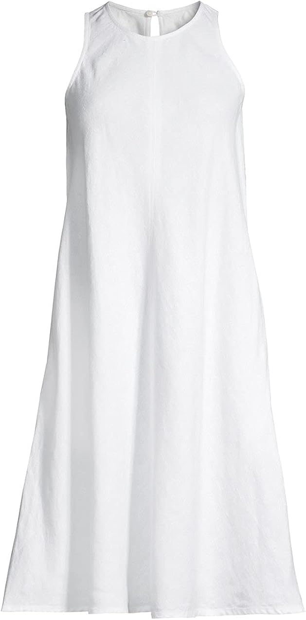 Lands end sleeveless linen swing dress Clearance