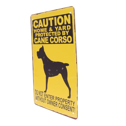 LIGIGWASH Señal de Advertencia para Perro Vintage de Resistente con Texto No Entrar sin Permiso Portátil para Jardín Puerta Patio y Exteriores Decoración Rústica con Orificios para Fácil