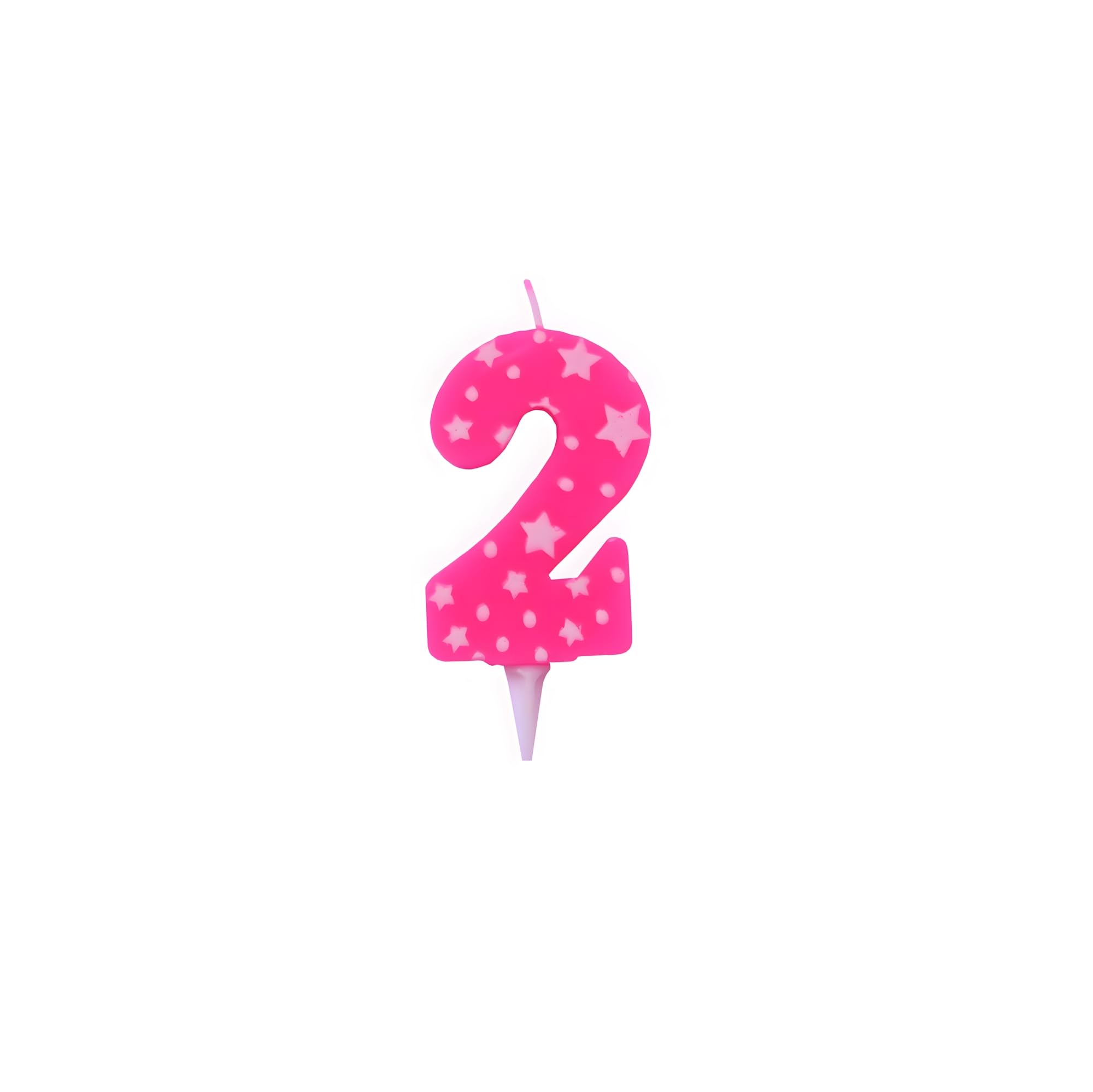 Juzfun Birthday Number Candles 2 for Cake Decoration Topper Second Anniversary Party Celebration Star Pink Colour Size : 4.3 x 6.3 CM