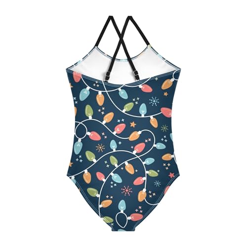 Christmas Retro Light Baby Girls' Swimwear Quick Dry Toddler Girl One Piece Swimsuit Bathing Suits Size 3T-10Y2