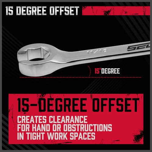 Image of 4-Piece Flare Nut Wrench Set - SAE Brake Line Wrench 1 /4, 5 /16, 3 /8, 7 /16, 1 /2, 9 /16, 5 /8, 11 /16-inch, Professional Offset Heads, Portable Organizer Pouch Included