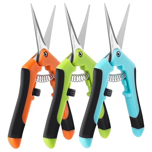 Laicky 3 Pcs Gartenschere,16.5cm Pflanzenschere, Snips mit geraden Edelstahl Präzisionsklingen für Gartenarbeit Blumenpflanze Präzises Beschneiden, Schneiden Wartung.