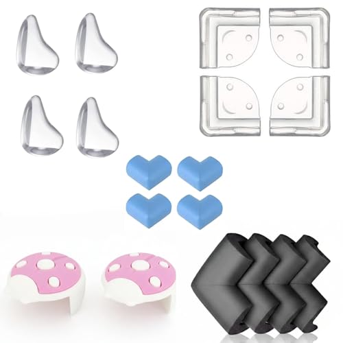 Image of Safe-O-Kid Corner Protection Safety Kit | 4 Smiley-Shaped Corner Protectors, 8 L-Shaped Corner Guards, 4 Tear-Shaped Corner Protectors & 2 Bug-Shaped Silicone Corner Guards | Assorted
