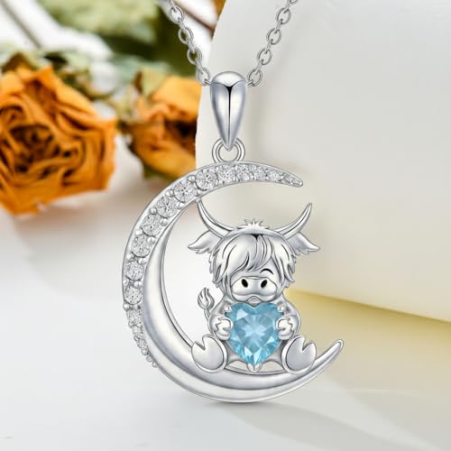 Image of PROESS Animal Birthstone Necklace 925 Sterling Silver Otter /Axolotl /Hippo /Elephant /Dachshund /Monkey /Red Panda Pendant Necklace Animal Birthstone Jewelry Gifts for Women