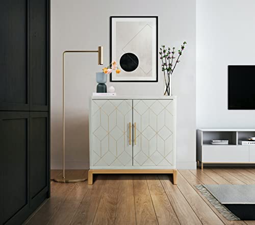 Hlr Green Accent Cabinet With Gold Trim,Storage Cabinet With Doors,Modern Wooden Sideboard, Side Cabinets For Bedroom, Living Room, Kitchen, Office And Hallway #TOP3