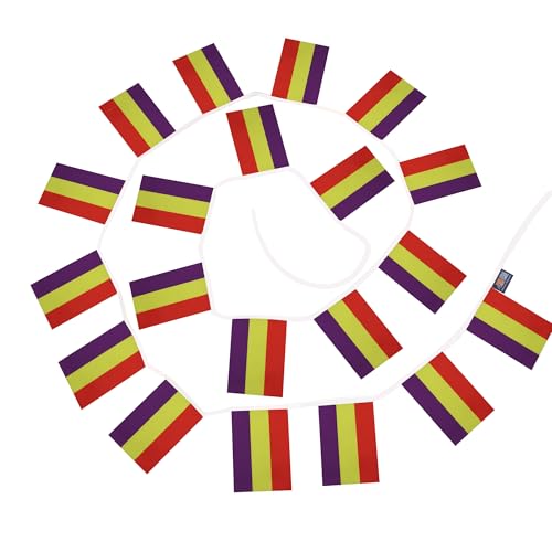 Image of AZ FLAG Second Spanish Republic 6 meters BUNTING Flag 20 flags 9'' x 6'' - Spain Republican STRING flags 15 x 21 cm