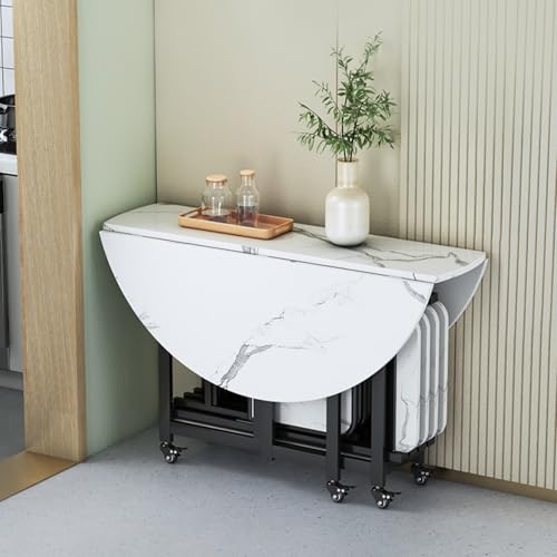 AYHARYLH 折りたたみテーブル ダイニングテーブル 4人用 セット 椅子付き ドロップリーフ 拡張 省スペース コンパクト キッチン リビング 一人暮らし アパート 賃貸 マンション 小さい 部屋 収納(120cm/47.2in)