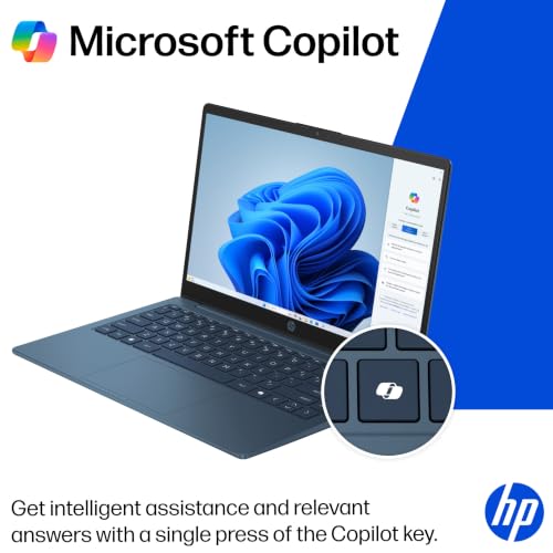 Image of HP Ultra Light Laptop for Students, 2026 Edition AI PC, 1 Year Office 365, Intel Processor, 4GB RAM, 128GB UFS, Long Battery Life, Webcam, WiFi 6, Windows 11 Home S, River Blue