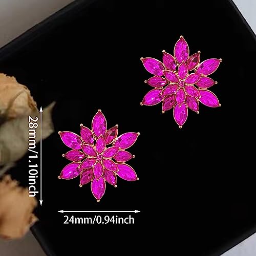 Crystal Flower Burst Stud Earrings - Elegant Hypoallergenic Large Big Sparkly CZ Cubic Zirconia Rhinestone Daisy Sunflower Floral Cluster Flower Stud Earrings Bridal Wedding Party Prom Costume Jewelry for Bride Bridesmaids Women Birthstone Birthday Gift2