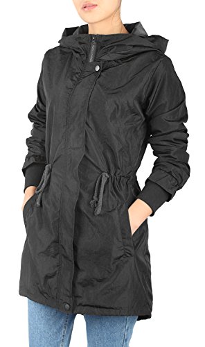 iloveSIA Parka Femme Imperméable Veste Légère à capuche long coupe vent chic Noir 38