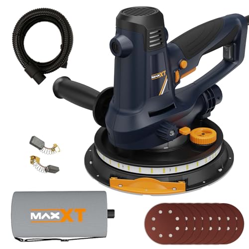 MAXXT 810W Lijadora manual para paneles de yeso, amoladora eléctrica para paredes, 1500-2800RPM velocidad variable, aspiración ajustable, pulido grueso y fino, autoaspiración