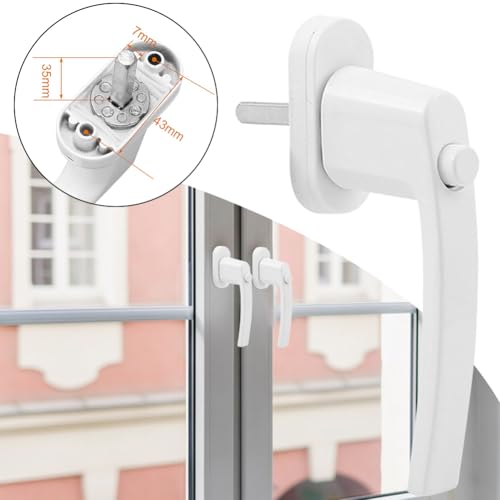 4 Stück Fensterverriegelung mit Knopf, Fenstergriff Kindersicherung, Schlüsselloses Fensterschloss, Aluminium Weisse Terrassentür Griff, fFensterschloss Zur Befestigung von Fenstern, Balkontüren