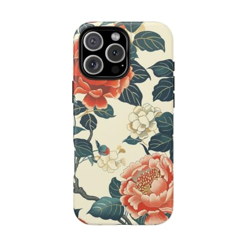 Coque mate résistante iPhone 16 Pro Max pivoines florales
