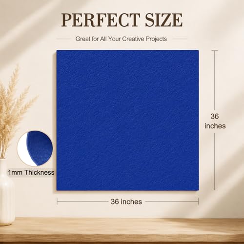 Image of Royal Blue Large Felt Fabric 36 inch x 36 inch (1 Square Yard), 1mm Stiff Felt Sheet, Nonwoven Fabric for Crafts, DIY Projects, Art, Sewing, Lining & Decorations