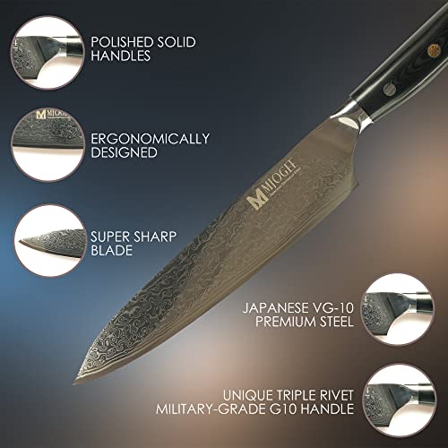image for MJOGEE Damascus Professional Knife Set of 8-Inch Chef Knife, 5-Inch Ut