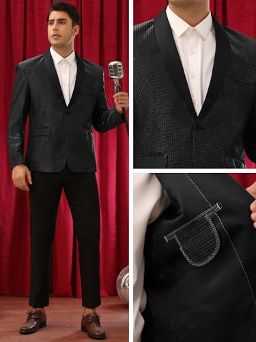 Lars Amadeus Metallic Tuxedo for Men's Shawl Lapel Wedding Dinner Prom Shiny Blazer4