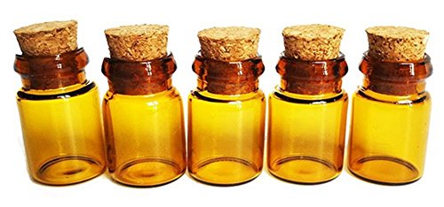 ASTRQLE 12PCS 0.5ml Mini Amber Glass Emrty Essential Oil Perfume Jars Vial Bottle with Cork Stoppers for Arts Jewelry Message Wishing Medicine Sample Bottle Containers