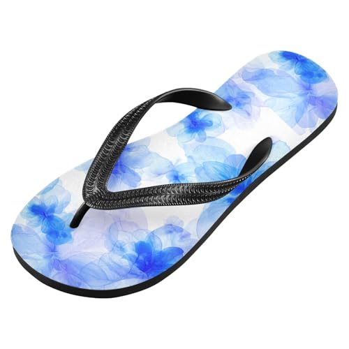 Blue Flower Blossom Flip Flops for Beach Thong Sandals Anti-slip Lightweight Flat Slippers for Summer Outdoor Travel2