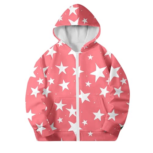 DDAPJ pyju Hoodies for Girls Zip Up Jackets Cute Flower Print Long Sleeve Oversized Sweatshirt Tween Girls Clothes 4-12 Years
