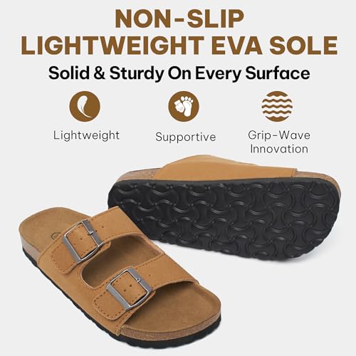 Shondo Unisex Footbed Slide Sandal – Comfortable Arch Support Outdoor Sandals with Memory Foam & Adjustable Buckle, Lightweight & Anti-Slip for Women and Men4