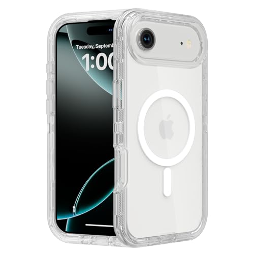 Follaroma for iPhone 17 Air Case Compatible with MagSafe Dual Layer Transparent Magnetic Phone Case Heavy Duty Anti-Drop Shockproof Protection Phone Cases for iPhone 17 Air 6.5 inch Clear