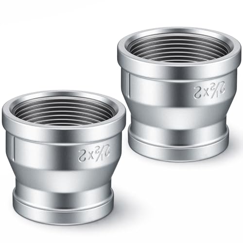 Cinnvoice 2 Pack FNPT Galvanized Reducer, 300 PSI Pressure Rating for Plumbing, Industrial, and Fire Protection Systems (2-1/2