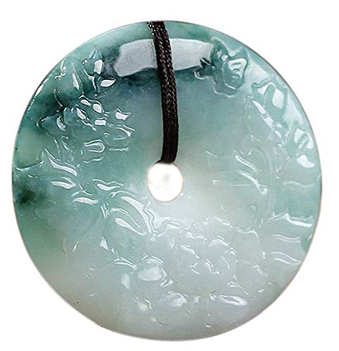 Natural Jade A-Grade Jadeite Carved Flower Butterfly Safety Button Pendant Amulet